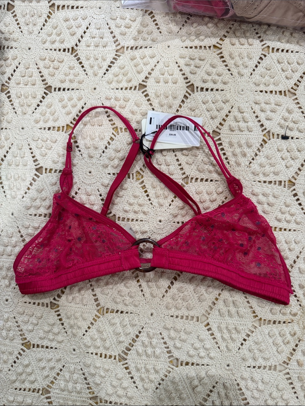 Scarlet Lace Ring-Front Bralette with Adjustable Straps